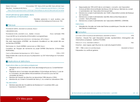 Illustration CV bleu paon